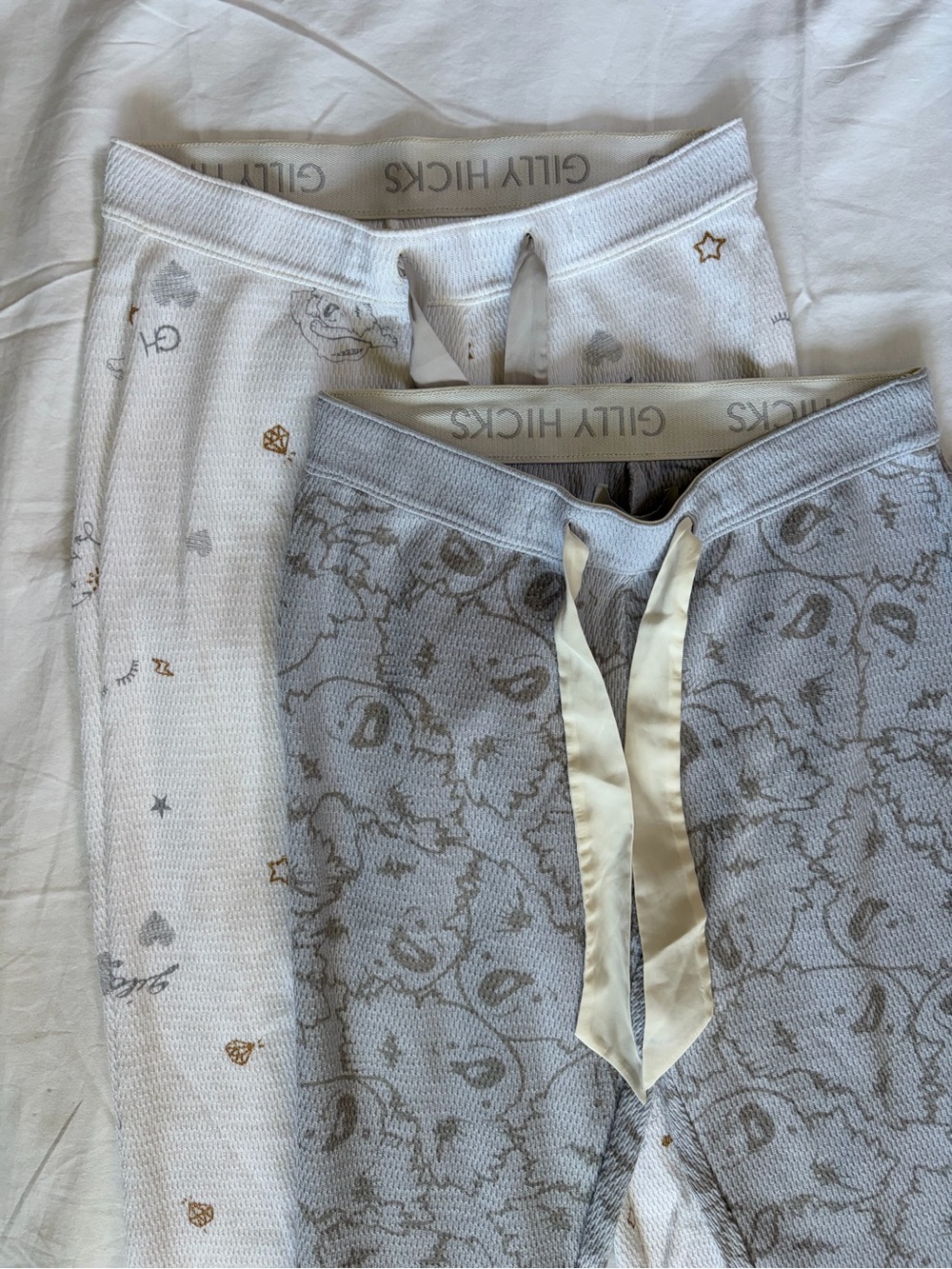 Gilly Hicks Kids Waffle Pajama Bottoms in Gray & White with Gold Accents